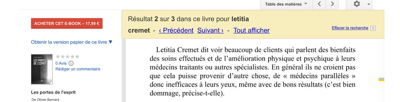 apparition dans un livre