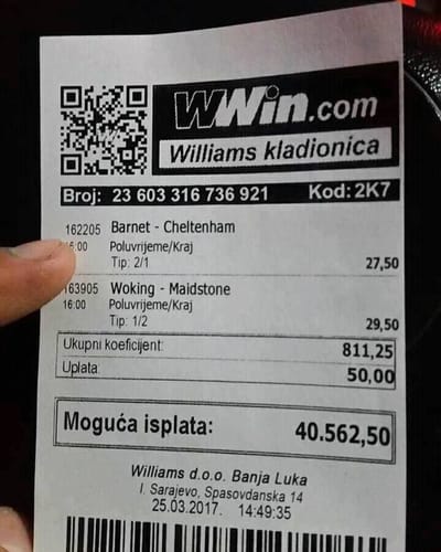 Dobitni tiketi 25/03/2017