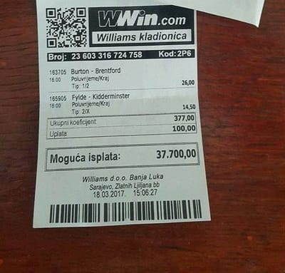 Dobitni tiketi 17/03/2017