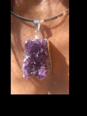 3 Pendant Amethyst Urugay Metal brass silver plated $ 46.-