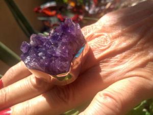 No.6 Amethyst Ring adjustable Urugay brass silver pladet $ 46.-