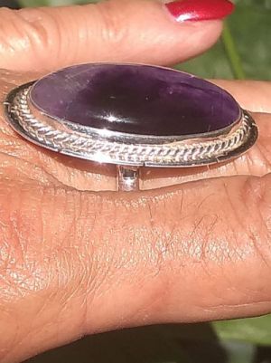 No.21 Amethyst Urugay adjustable Ring 925 sterling silver