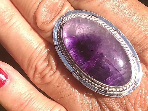 No.22 Amethyst Urugay adjustable Ring 925 sterling silver