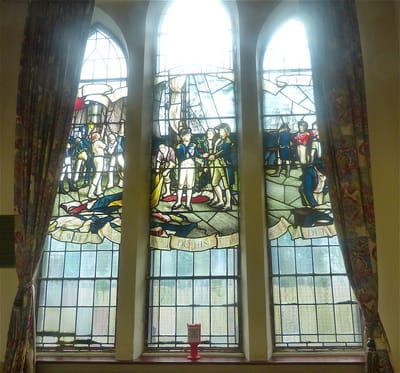 Stained glass windows to Lord Nelson & Trafalgar
