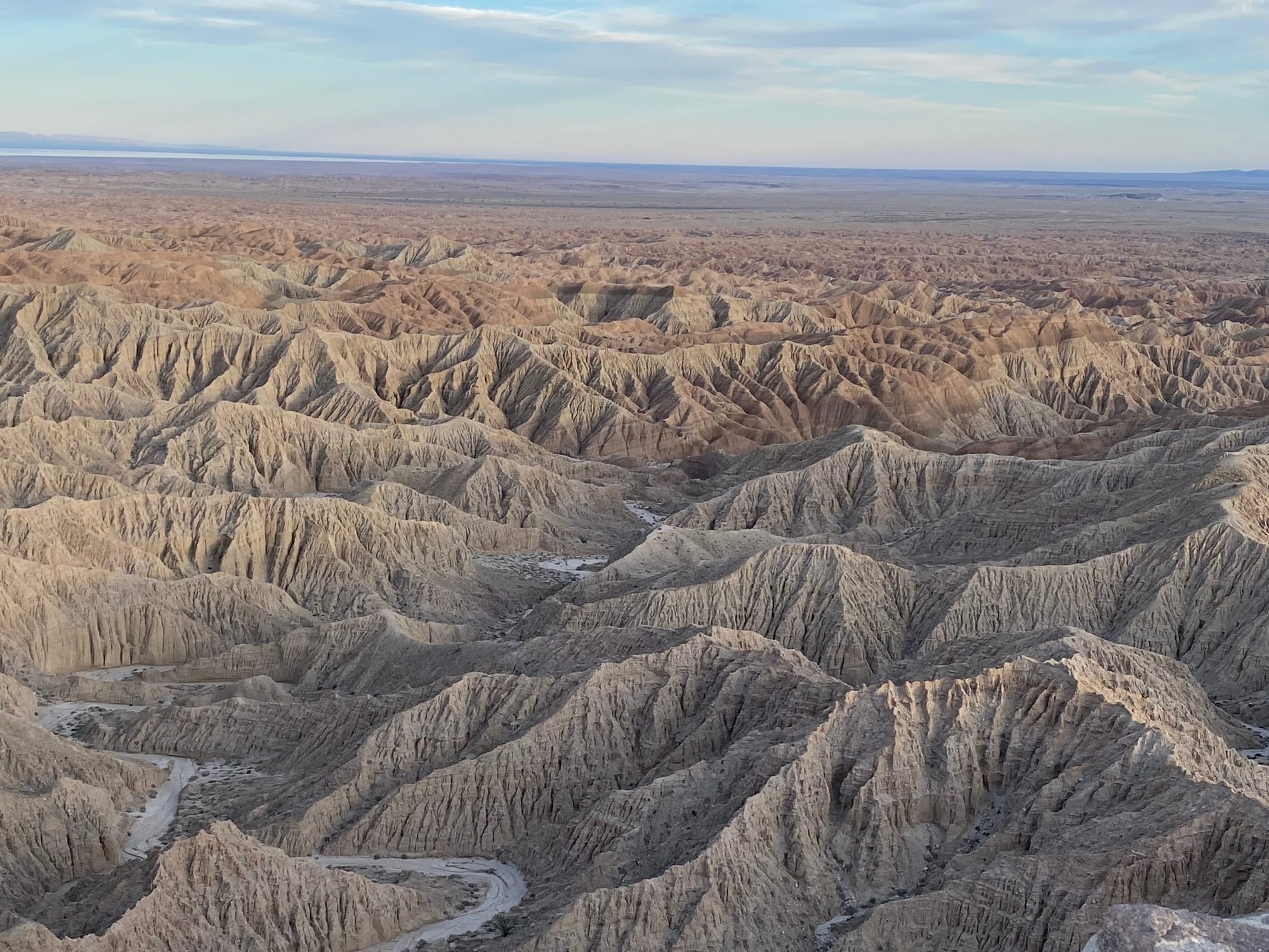 Looking across the badlands with Mexico far to the south.