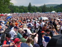 Baseball fans gathering for the Hall Of Fame Induction Ceremony