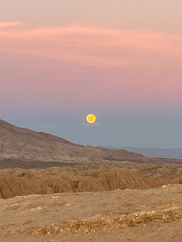 It is not sunrise on the moon, rather moon rise in the Anza Borrego Park. Come visit us soon.