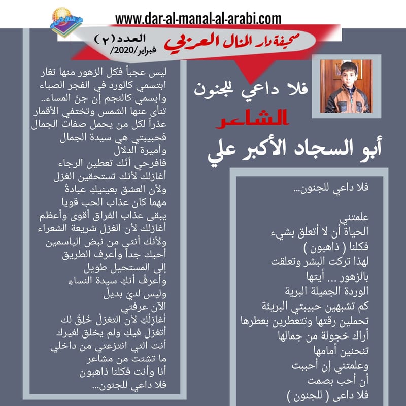 ( قصيدة : فلا داعي للجنون ) الشاعر : أبوالسجاد الأكبر علي