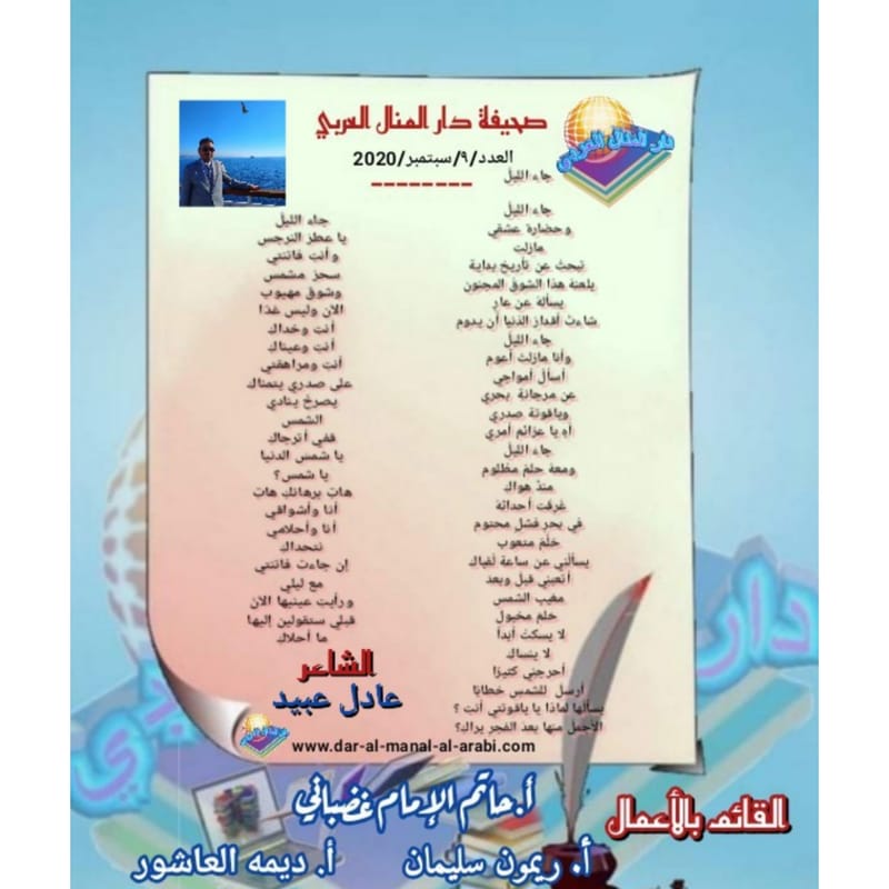 قصيدة ( جاء الليل ) بقلم الشاعر : عادل عبيد