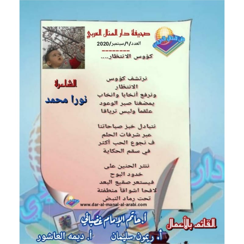 قصيدة ( كؤوس الانتظار ) بقلم الشاعرة : نورا محمد