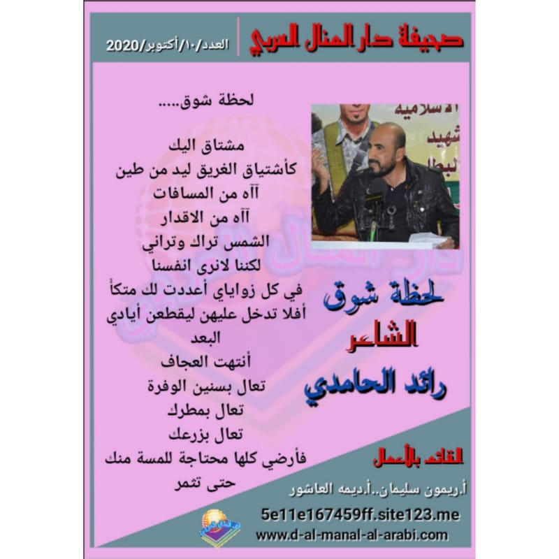قصيدة ( لحظة شوق) بقلم الشاعر :رائد الحامدي