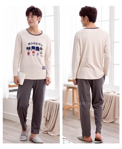 Pyjamas pour hommes en pur coton de haute qualité en automne