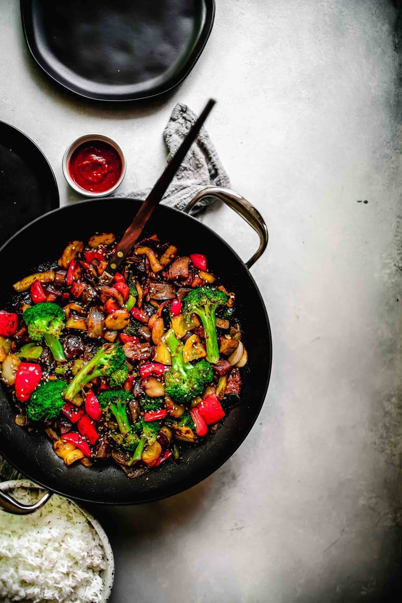 Stir Wok Fry Vegetables with Black Bean Sauce