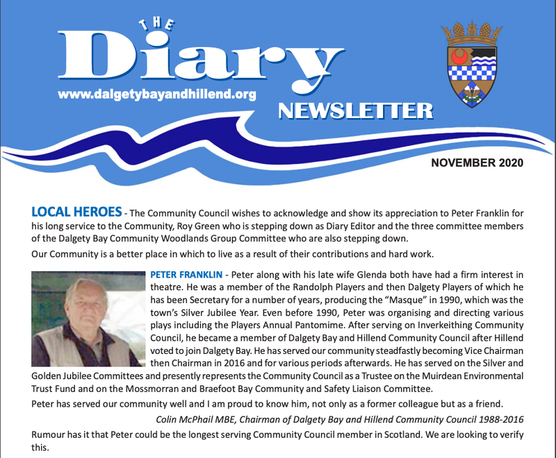 Diary Tribute to Peter Franklin's Service to the Community - November 2020