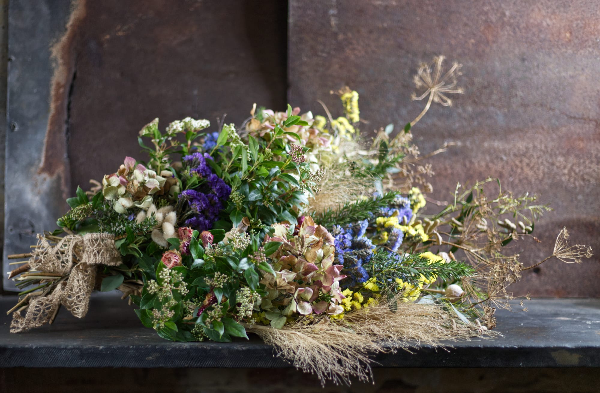 Dried flowers in a winter sheaf