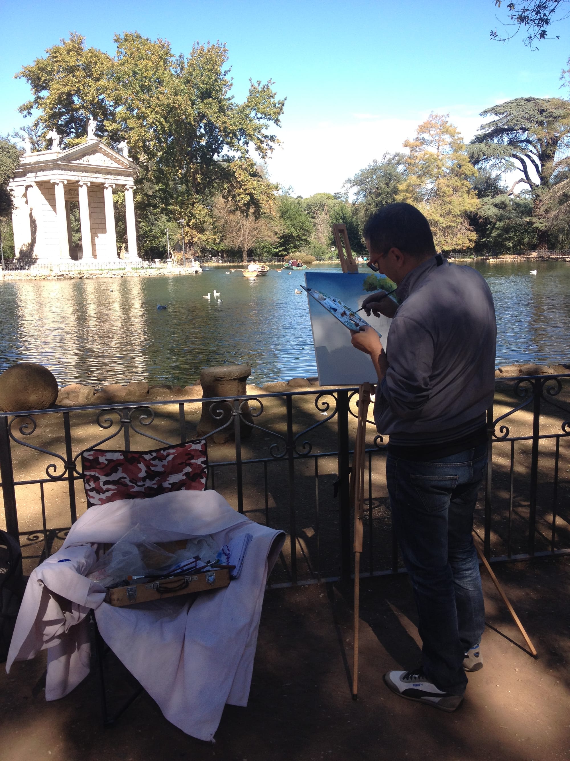 Dipingendo en plein air,  Roma Villa Borghese