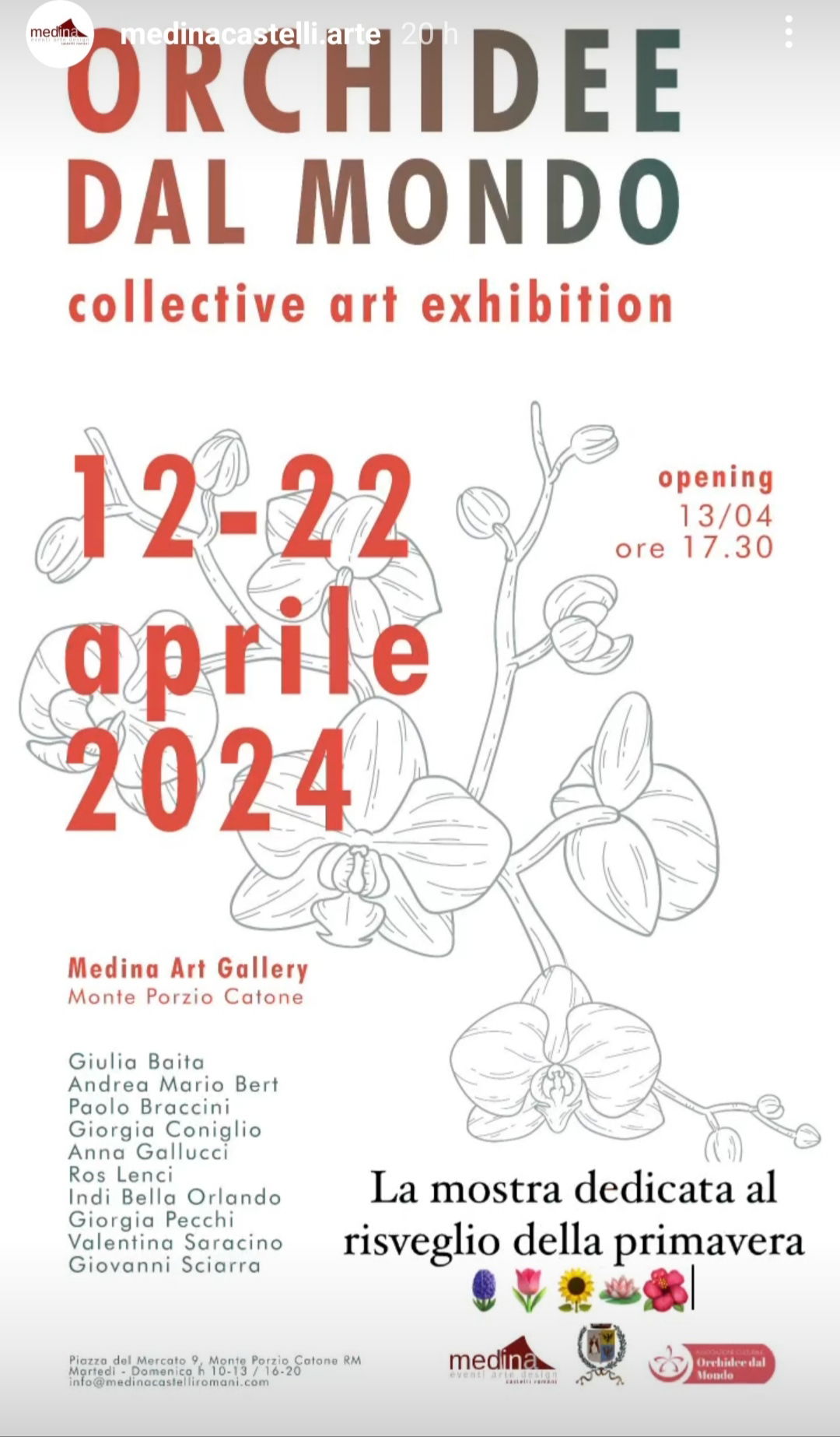 Orchidee dal Mondo Collective Art exhibition Medina Art Gallery