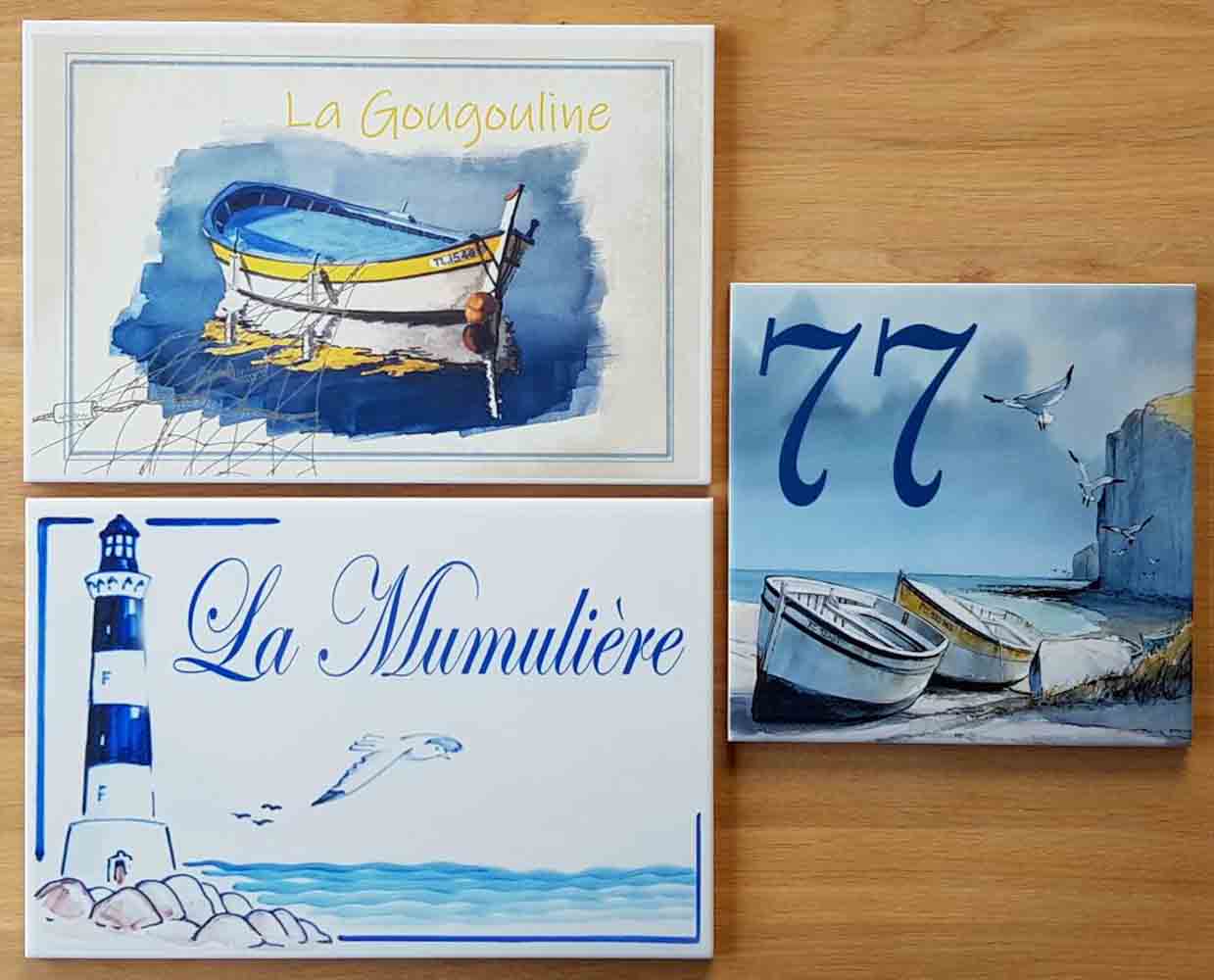 Plaques de maison sur le thème de la mer