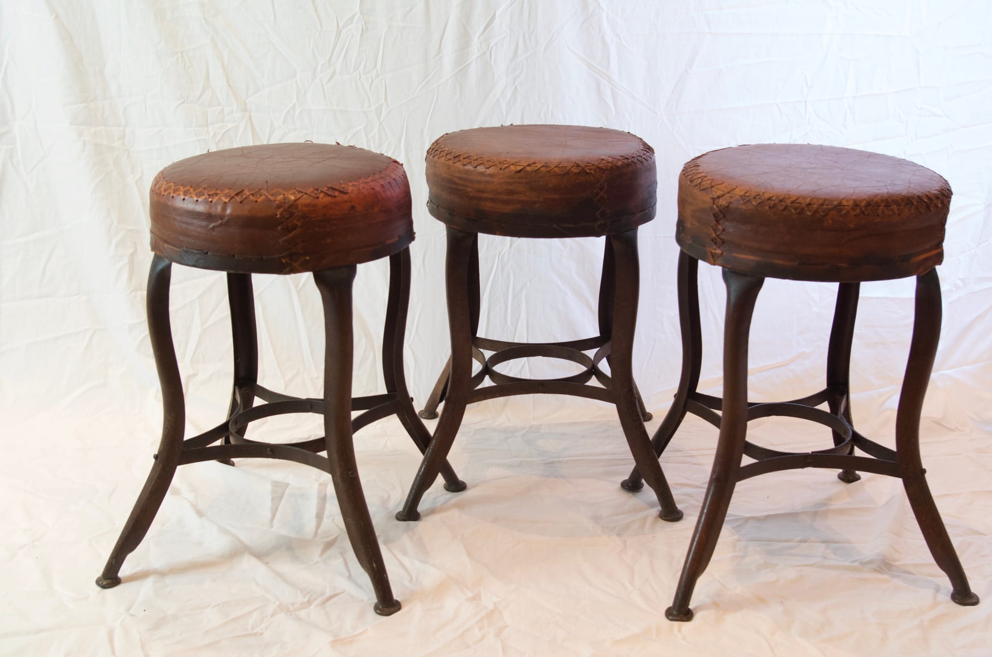 Vintage Austen Faux metal base bar stool
