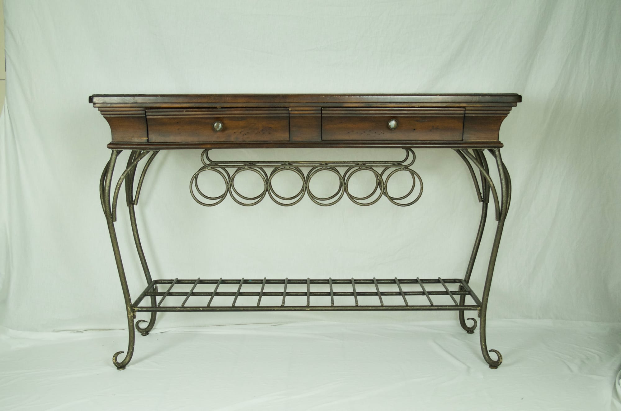 Wrought Iron Barker Cabinet with Wine Rack