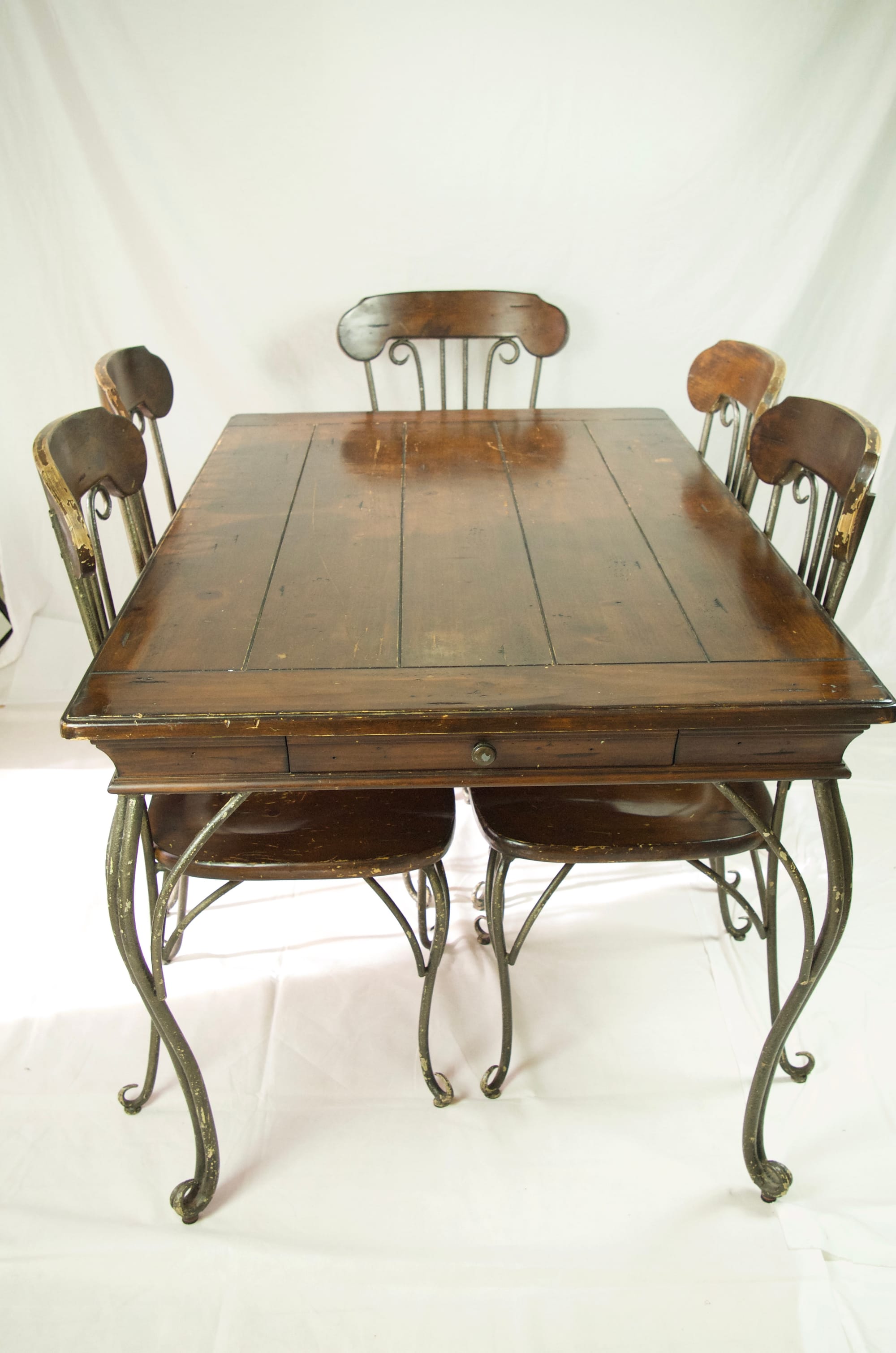 Rustic Barn style Wrought Iron Dinning Table