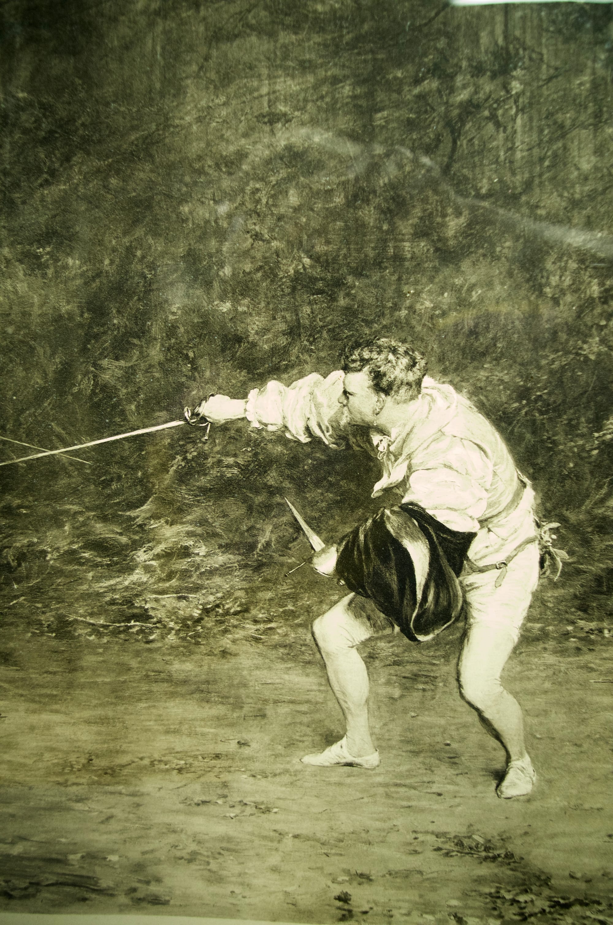 To The Death, A Sword and Dagger Fight Antique Print
