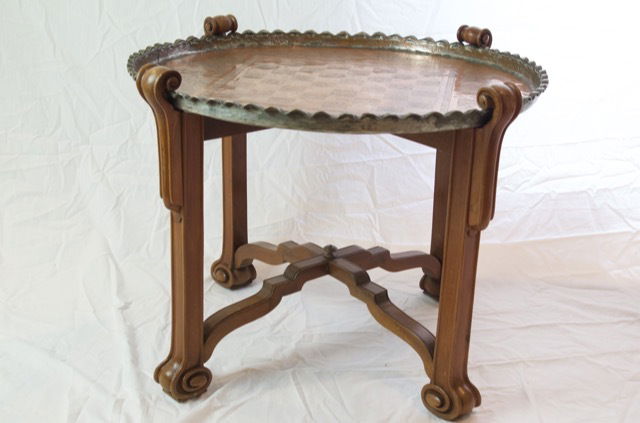 Vintage Colonial Brass Recreational Tea Table