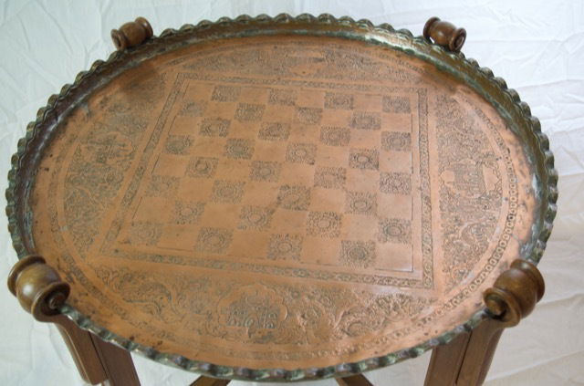 Vintage Colonial Brass Recreational Tea Table