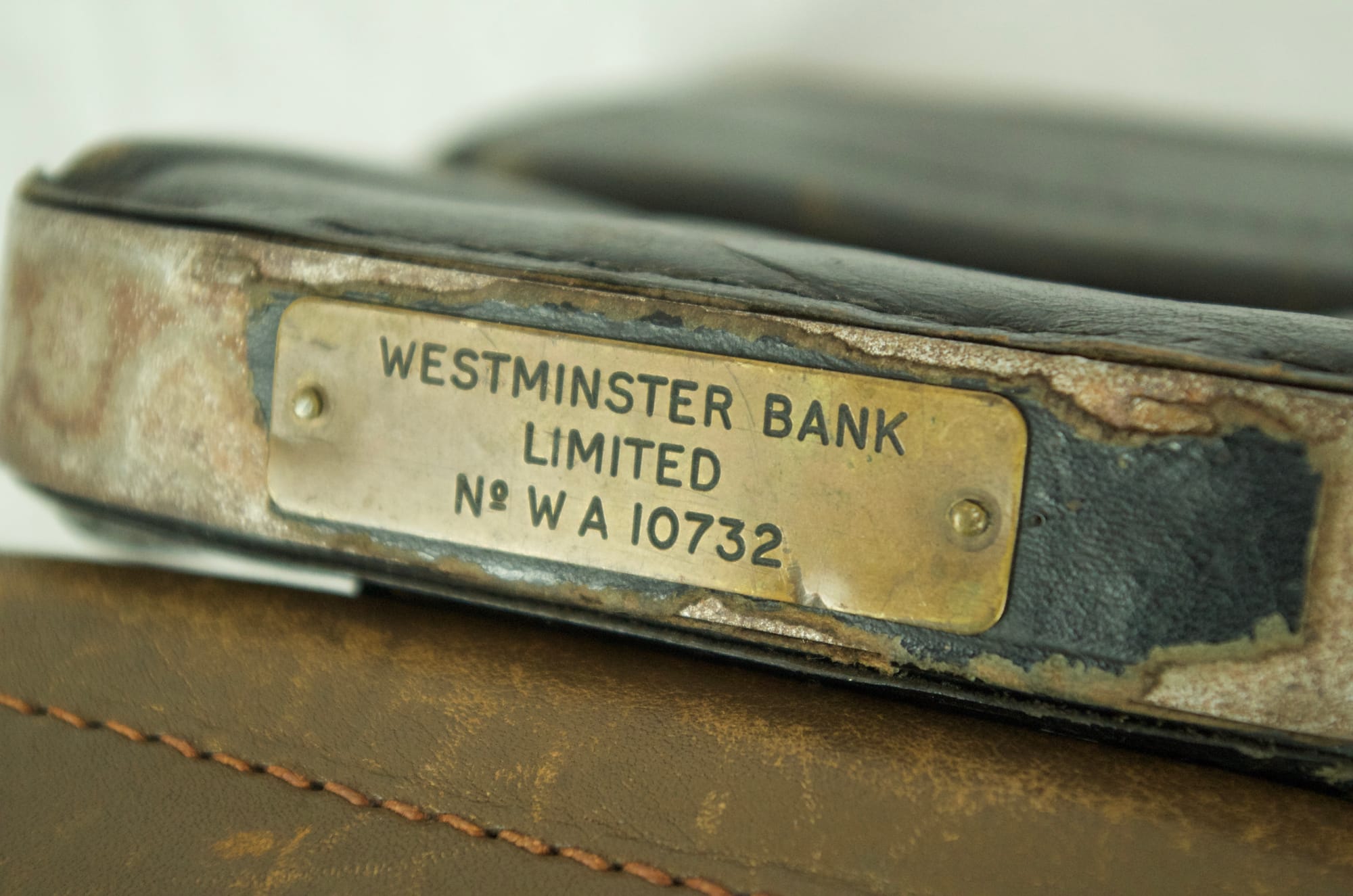VINTAGE WEST MINSTER BANK LEATHER SAFE BAGS