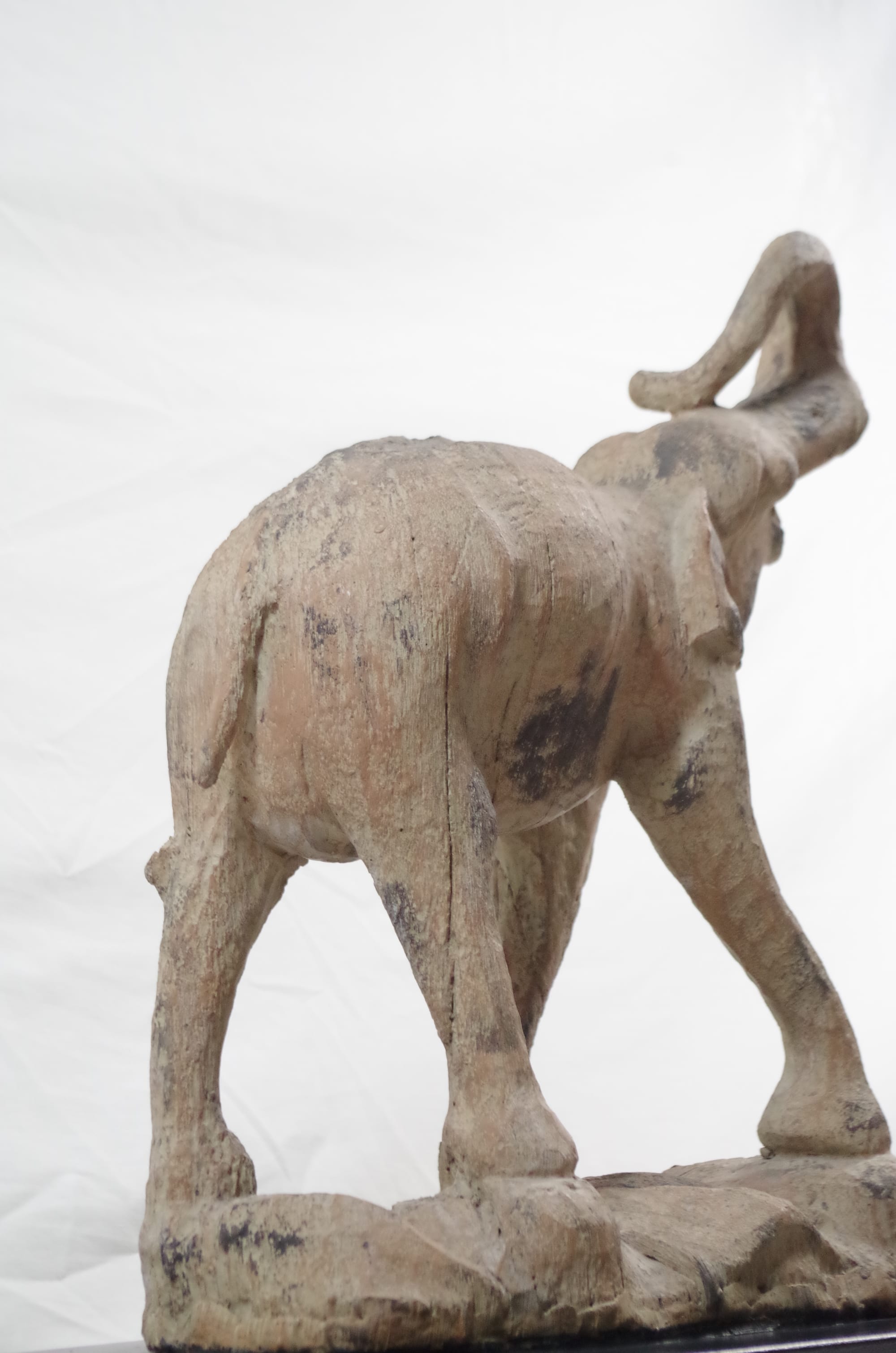 Elephant  Figurine Faux Carved Wood Resin