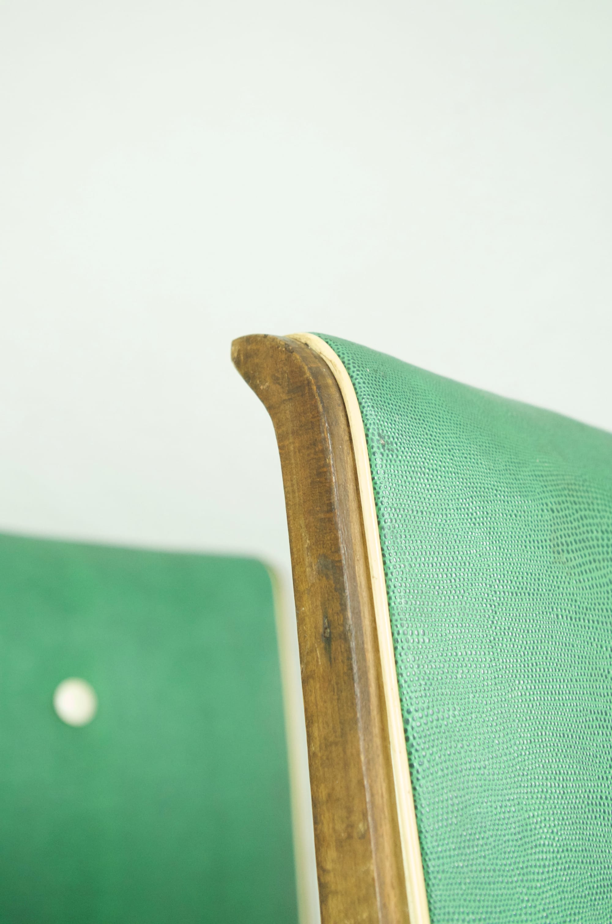 Mid Century Art Deco Green Leatherette Dining Chairs