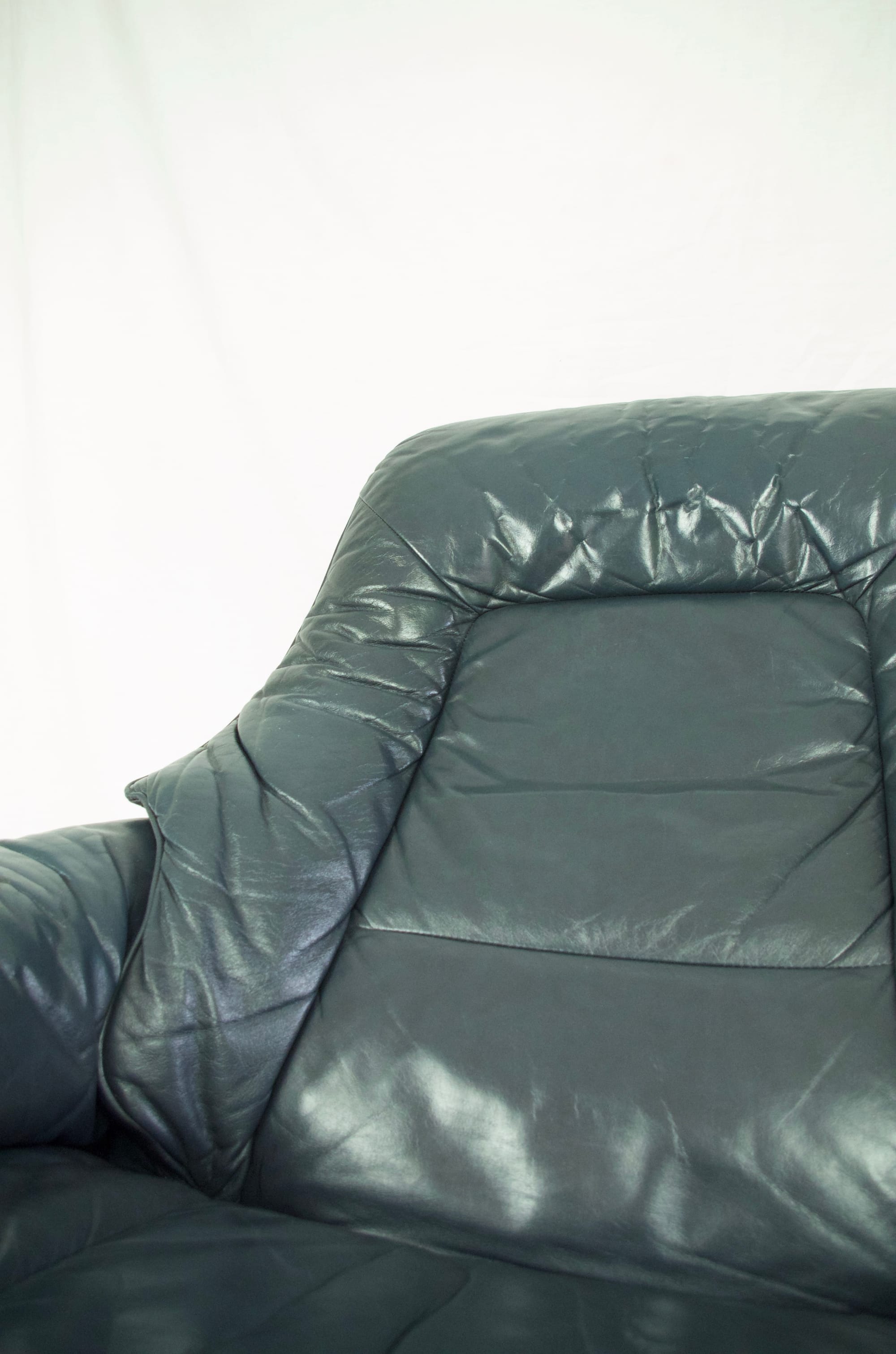 Vintage Blue Leather Söderbergs Lounge chair 1970s, Swedish.