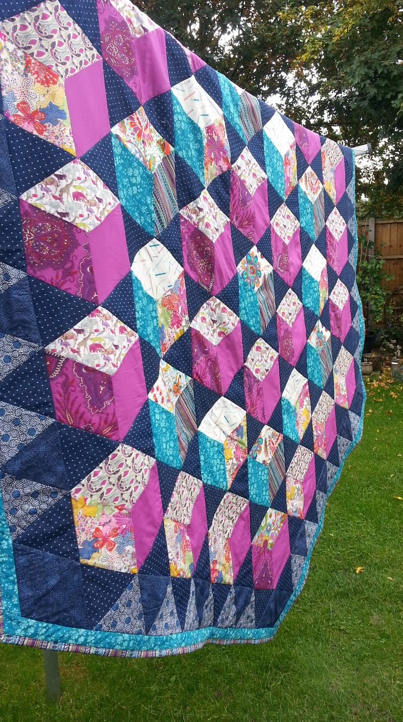 Tumbling Blocks Hexagon Quilt - Gallery image 13 of 43 - Suzanne...