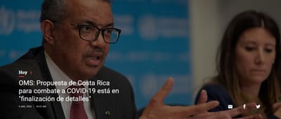 OMS: Propuesta de Costa Rica para combate a COVID-19 está en "finalización de detalles"