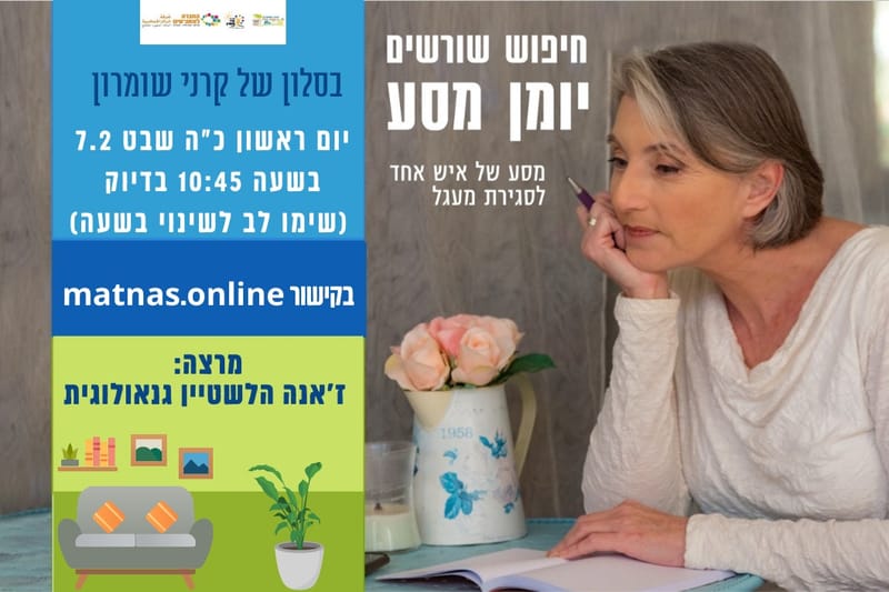 יום ראשון 07.02.21 כ"ה שבט בשעה 10:45 - חיפוש שורשים יומן מסע - ז'אנה הלשטיין