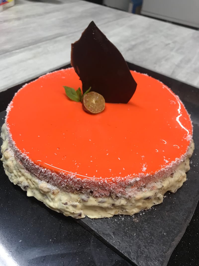 Recette Entremet melon et son craquant chocolat blanc pour 8 personnes