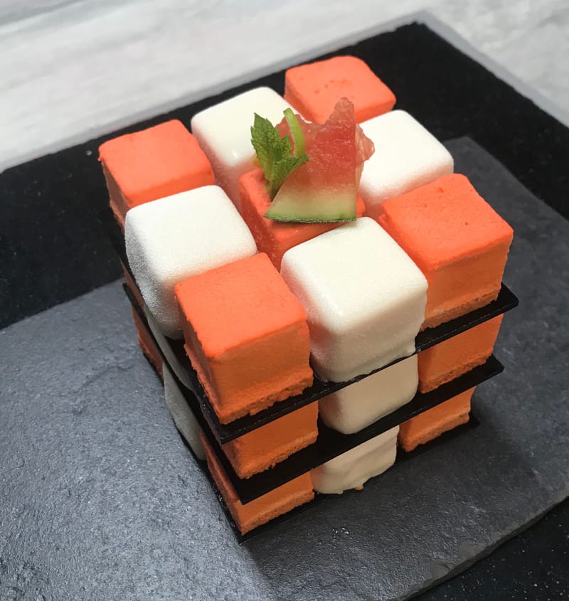 Recette Rubick's entremet pamplemousse, pastèque pour 6 personnes