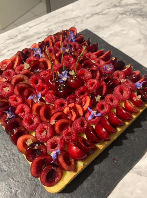 Tarte cerise,framboise et citron vert pour 4 à 6 personnes