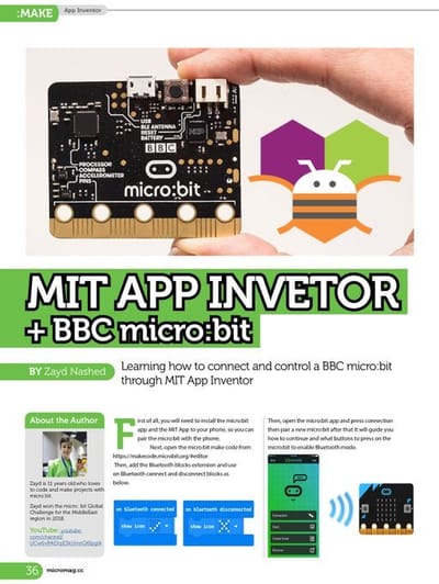 Learning how to connect and control a microbit  through  MIT App Inventor