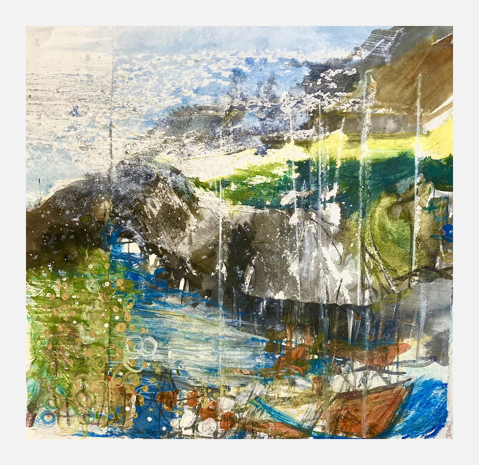 collaging sketches at cadgwith April 2022