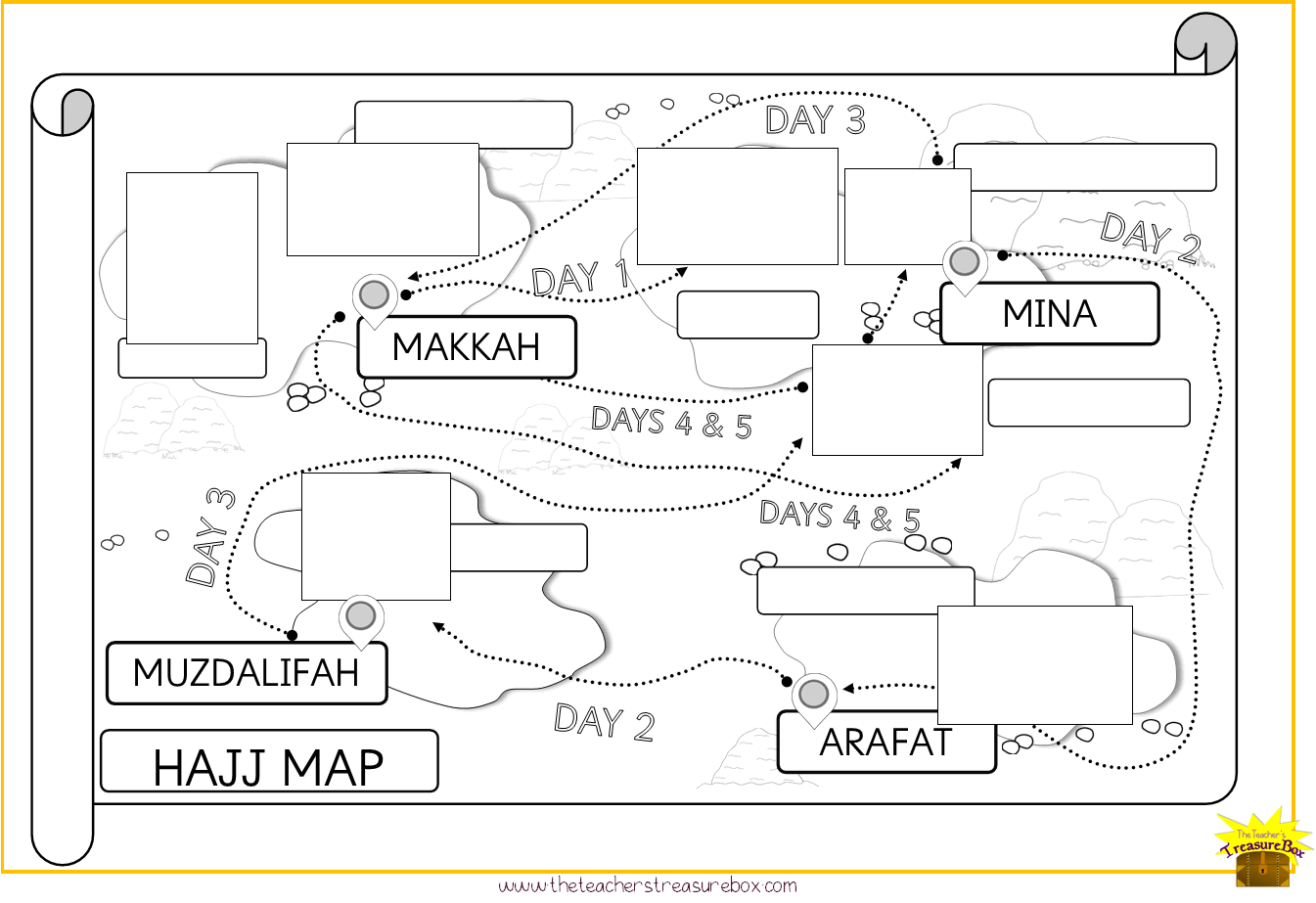 Hajj Map Worksheets Cut and Paste