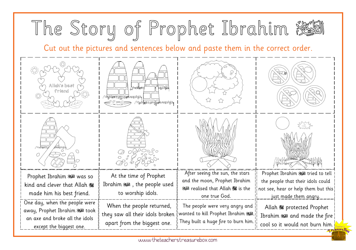 The Story of Prophet Ibrahim Ordering & Matching Worksheet