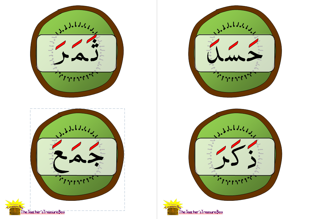 بطاقات تعليمية كلمات فتح - على الكيوي