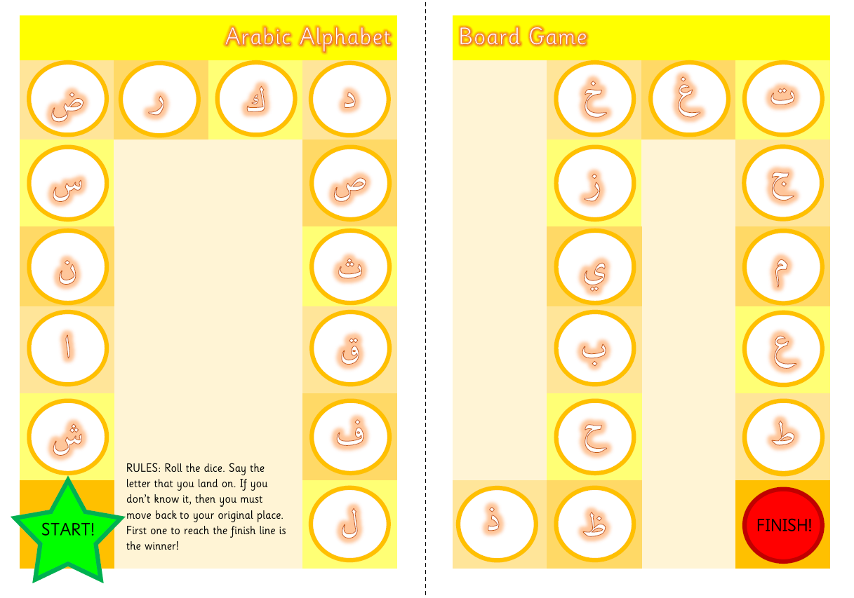 Arabic Alphabet Board Game