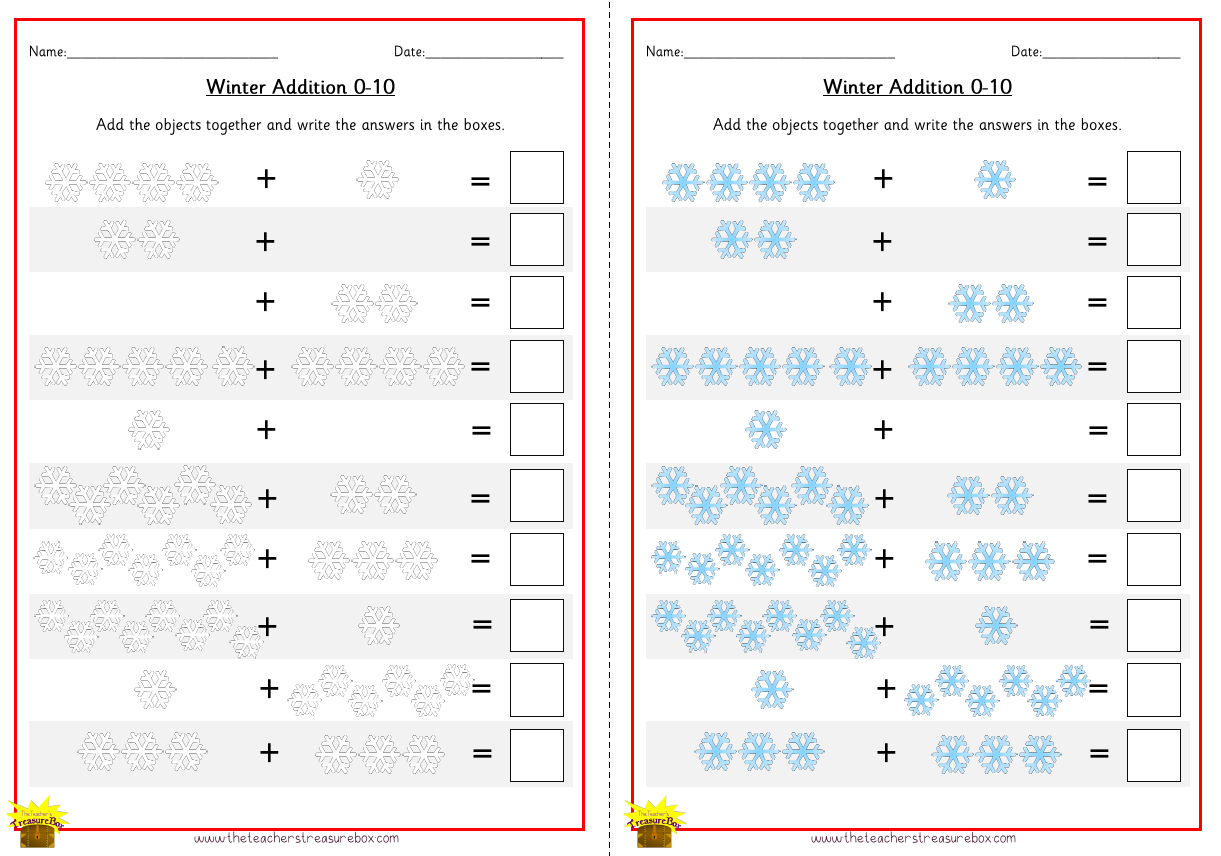 ورقة عمل إضافة الشتاء 0-10
