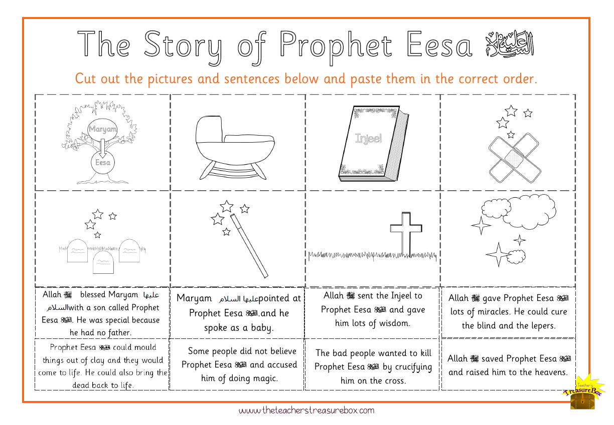 Prophet Eesa Ordering and Matching Worksheet