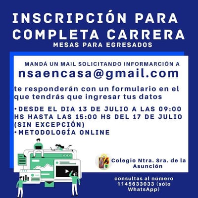Inscripción para completa carrera