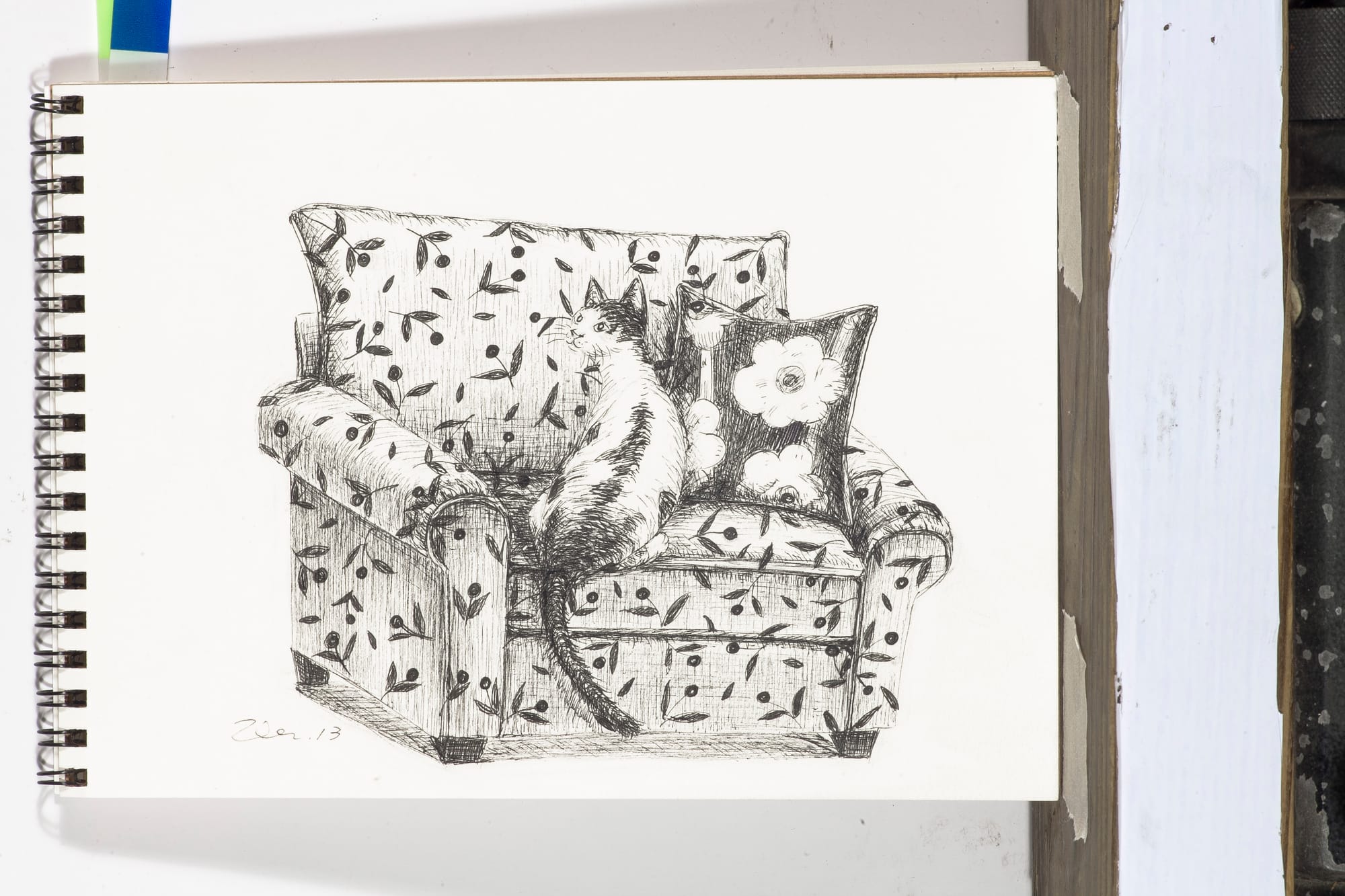 Ted Wen 文桂川  Cat on Sofa