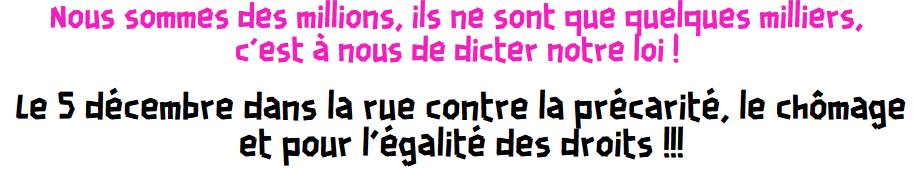 Le 5 décembre dans la rue contre la précarité, le chômage et pour l'égalité des droits METZ, RDV parvis des droits humains14h00