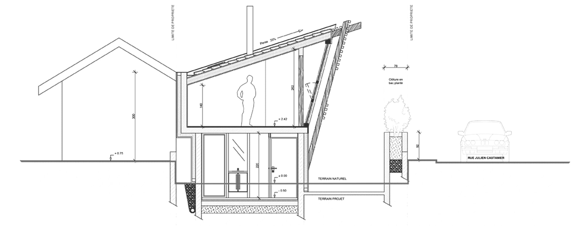 Maison de ville contemporaine, sur une parcelle exigüe